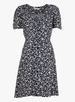 Sessun CLAUDIA - Blue Short Printed V-neck Dress -Morganmai Store 4169200