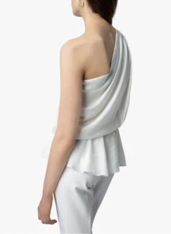 Zadig & Voltaire TIC - White Sleeveless Draped Top With Asymmetric Neckline -Morganmai Store 4175463