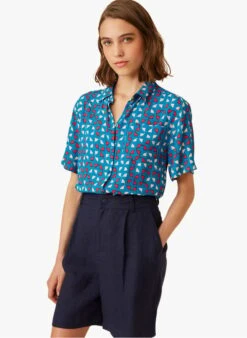 EUGENE - Blue Printed Shirt With Classic Collar -Morganmai Store 4175655