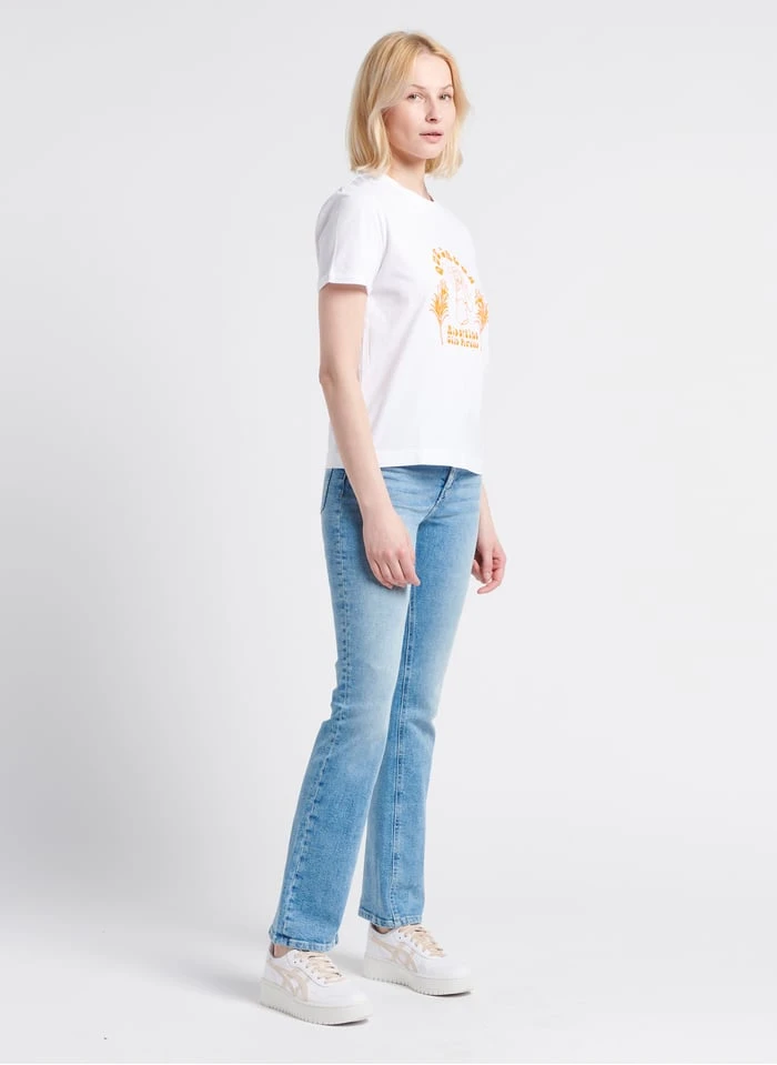 BAHIA - White Round-neck Organic Cotton T-shirt With Screen Print 4 BAHIA - White Round-neck Organic Cotton T-shirt With Screen Print - Image 4