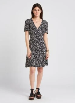 Sessun CLAUDIA - Blue Short Printed V-neck Dress