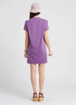 Sessun DIMITRIO - Purple Straight Cotton Dress With Round Neck -Morganmai Store 4176447