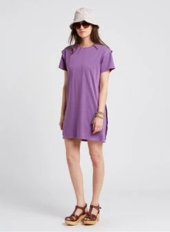 Sessun DIMITRIO - Purple Straight Cotton Dress With Round Neck -Morganmai Store 4176448
