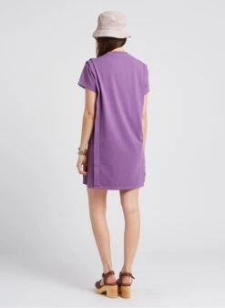 Sessun DIMITRIO - Purple Straight Cotton Dress With Round Neck -Morganmai Store 4176449