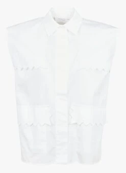 BLAISE - White Relaxed Cotton Zigzag Shirt -Morganmai Store 4177299