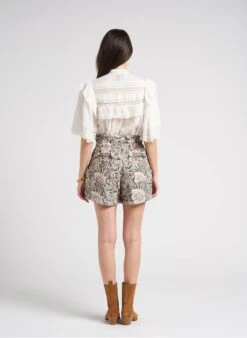 LILY - White High-neck Lace Shirt With Ruffles -Morganmai Store 4179971