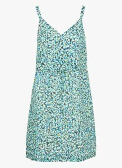 ONE STEP Green Short Printed Linen V-neck Dress 9 ONE STEP Green Short Printed Linen V-neck Dress -Morganmai Store 4181608