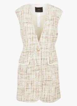 TWINSET Beige Long Bouclé Sequined Cardigan -Morganmai Store 4181742