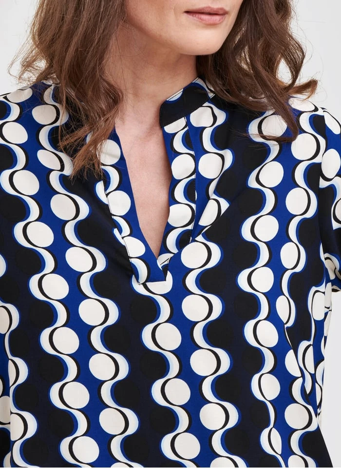 Blue Printed Henley Top 5 Blue Printed Henley Top - Image 5