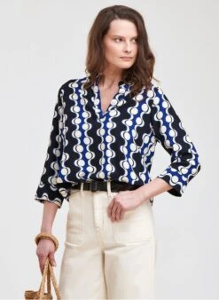 Blue Printed Henley Top