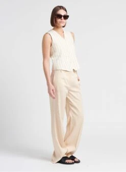 Beige Linen-blend Suit Waistcoat -Morganmai Store 4186032