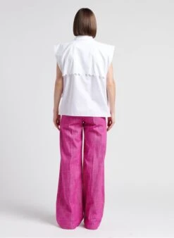 BLAISE - White Relaxed Cotton Zigzag Shirt -Morganmai Store 4186072