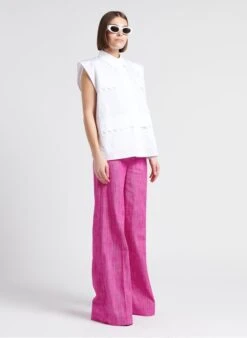 BLAISE - White Relaxed Cotton Zigzag Shirt -Morganmai Store 4186073