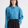Reebok CL WDE - Blue Cropped Sweatshirt Fabric Cardigan With Classic Collar