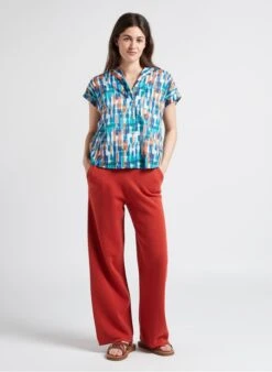 PANDERA - Blue Straight-cut Cotton Shirt With Tailored Collar -Morganmai Store 4187271