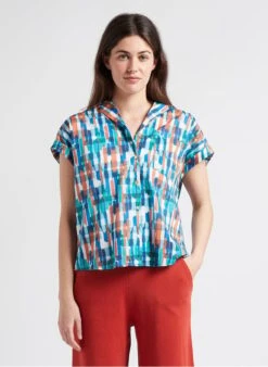 PANDERA - Blue Straight-cut Cotton Shirt With Tailored Collar