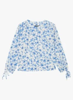 Tara Jarmon CRISTINE - Blue Round-neck Cotton Shirt -Morganmai Store 4188873