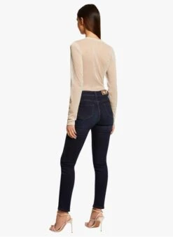 MORGAN TIVOLI - Beige High-neck Top With Metallic Thread -Morganmai Store 4189043