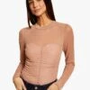 MORGAN TIVOLI - Pink High-neck Top With Metallic Thread