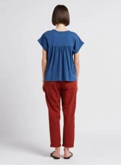 MAISON 123 CELENA - Faded Jeans Cotton T-shirt With Embroidered Neckline 9 MAISON 123 CELENA - Faded Jeans Cotton T-shirt With Embroidered Neckline -Morganmai Store 4189869