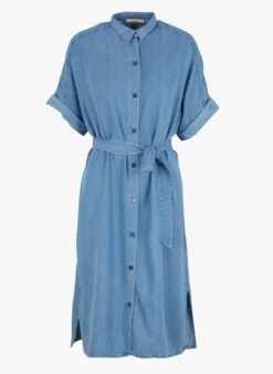 Sessun JOY - Blue Midi Dress With Classic Collar -Morganmai Store 4192670