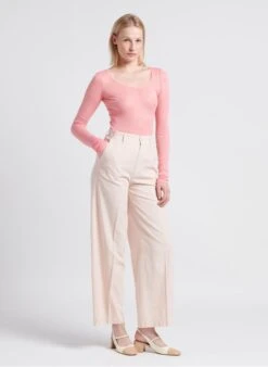 American Vintage MASSACHUSETTS - Pink Long-sleeved Round-neck Cotton T-shirt 8 American Vintage MASSACHUSETTS - Pink Long-sleeved Round-neck Cotton T-shirt -Morganmai Store 4209737