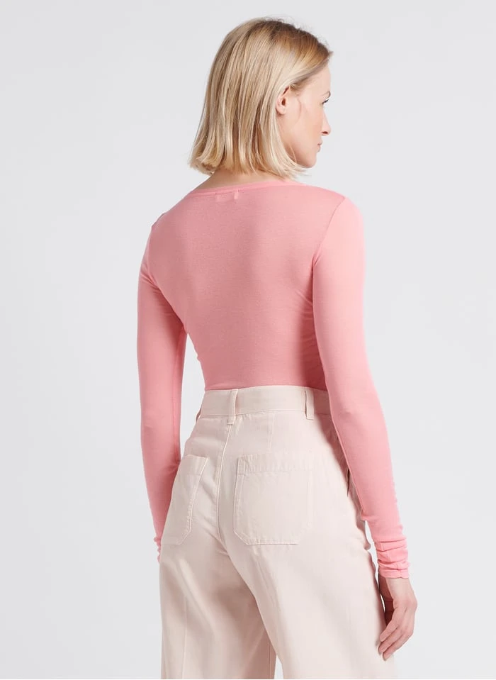 American Vintage MASSACHUSETTS - Pink Long-sleeved Round-neck Cotton T-shirt 2 American Vintage MASSACHUSETTS - Pink Long-sleeved Round-neck Cotton T-shirt - Image 2