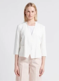 GERARD DAREL LEHA - White Mixed-knit Open Cardigan
