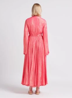 MAUD - Pink Long V-neck Dress -Morganmai Store 4209837