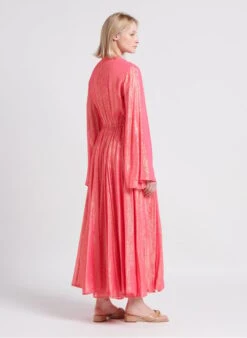 MAUD - Pink Long V-neck Dress -Morganmai Store 4209839