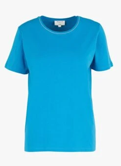 MAISON 123 CATY - Blue Round-neck Cotton T-shirt -Morganmai Store 4210451