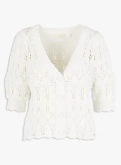 LA PETITE ETOILE ROWENA - White V-neck Cotton Cardigan -Morganmai Store 4210504