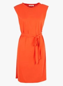 LA PETITE ETOILE SERENITE - Orange Straight Round-neck Midi Dress -Morganmai Store 4210513