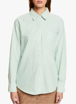 ESPRIT Green Straight Striped Cotton Shirt