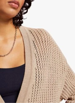 ESPRIT Beige V-neck Cotton-blend Cardigan -Morganmai Store 4210728