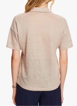 ESPRIT Beige Linen Top With Lapel V-neck -Morganmai Store 4210744