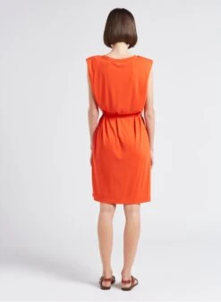 LA PETITE ETOILE SERENITE - Orange Straight Round-neck Midi Dress -Morganmai Store 4217462