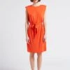 LA PETITE ETOILE SERENITE - Orange Straight Round-neck Midi Dress