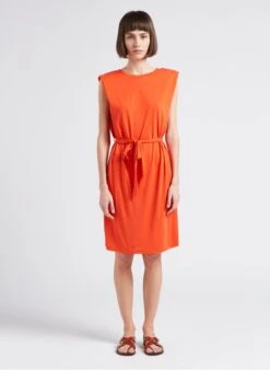 LA PETITE ETOILE SERENITE - Orange Straight Round-neck Midi Dress