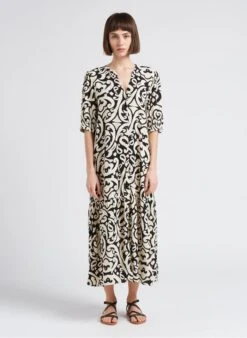 MAISON 123 GAEL R - Black Long Henley Dress