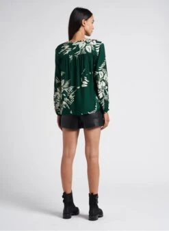 Ikks Green Round-neck Tropical Print Top -Morganmai Store 4229411