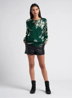 Ikks Green Round-neck Tropical Print Top -Morganmai Store 4229412