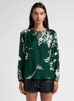 Ikks Green Round-neck Tropical Print Top