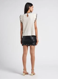 MAISON 123 CALLAS - White Round-neck Cotton Top -Morganmai Store 4229488