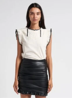 MAISON 123 CALLAS - White Round-neck Cotton Top