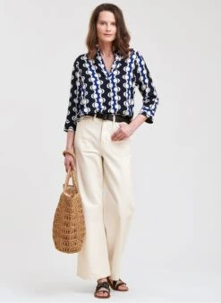 Blue Printed Henley Top 11 Blue Printed Henley Top -Morganmai Store 4232286