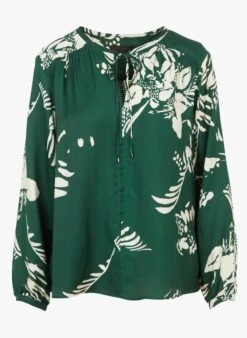 Ikks Green Round-neck Tropical Print Top -Morganmai Store 4232371