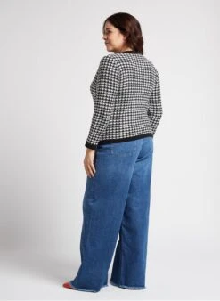 PERSONA MUSA - Black Round-neck Jacquard Cotton-blend Cardigan -Morganmai Store 4236269