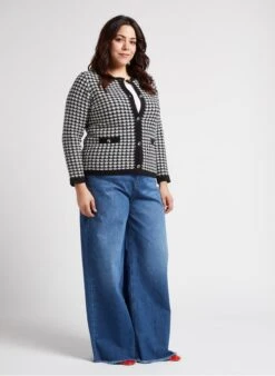 PERSONA MUSA - Black Round-neck Jacquard Cotton-blend Cardigan -Morganmai Store 4236273