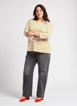 Armor-Lux HERITAGE - Orange Oversized Organic Cotton Breton Top -Morganmai Store 4236407